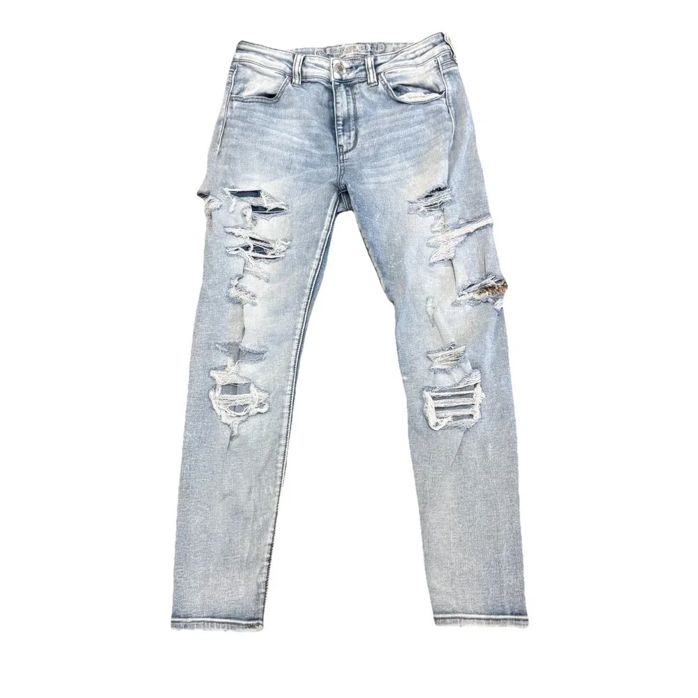 American Eagle Outfitters Hi-Rise Women's 8 S Blue Jeans Denim Ripped Distressed